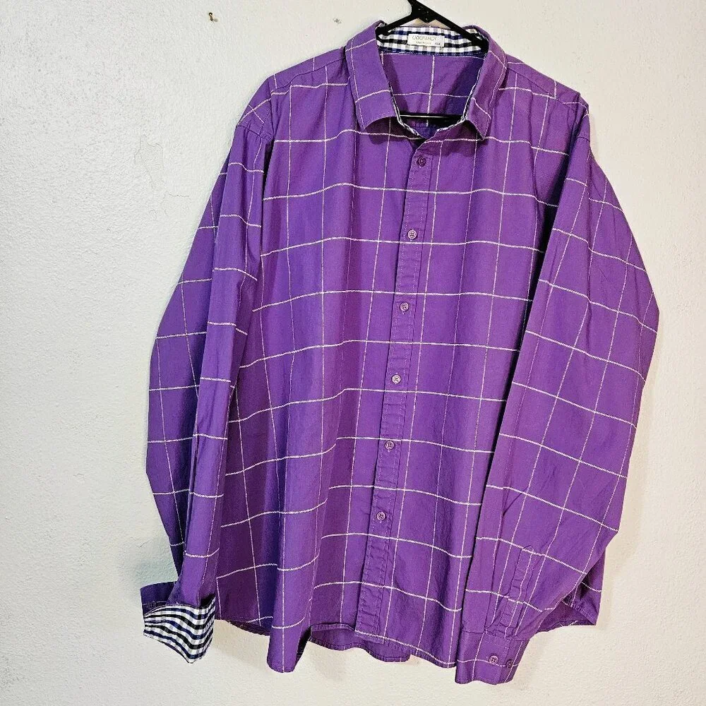 Coofandy VTG Men's Lilac Casual Shirt Contrasting Turn Back Cuffs Size  XXXL